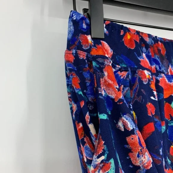 Cuddl Duds Flexwear Pants Blue Floral Print Wide Leg Pull On - Picture 5 of 9